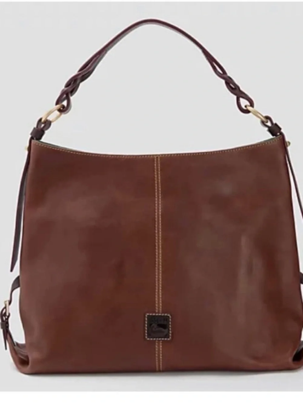 Dooney & Bourke Brown Leather Hobo with Braided Handle florentine large